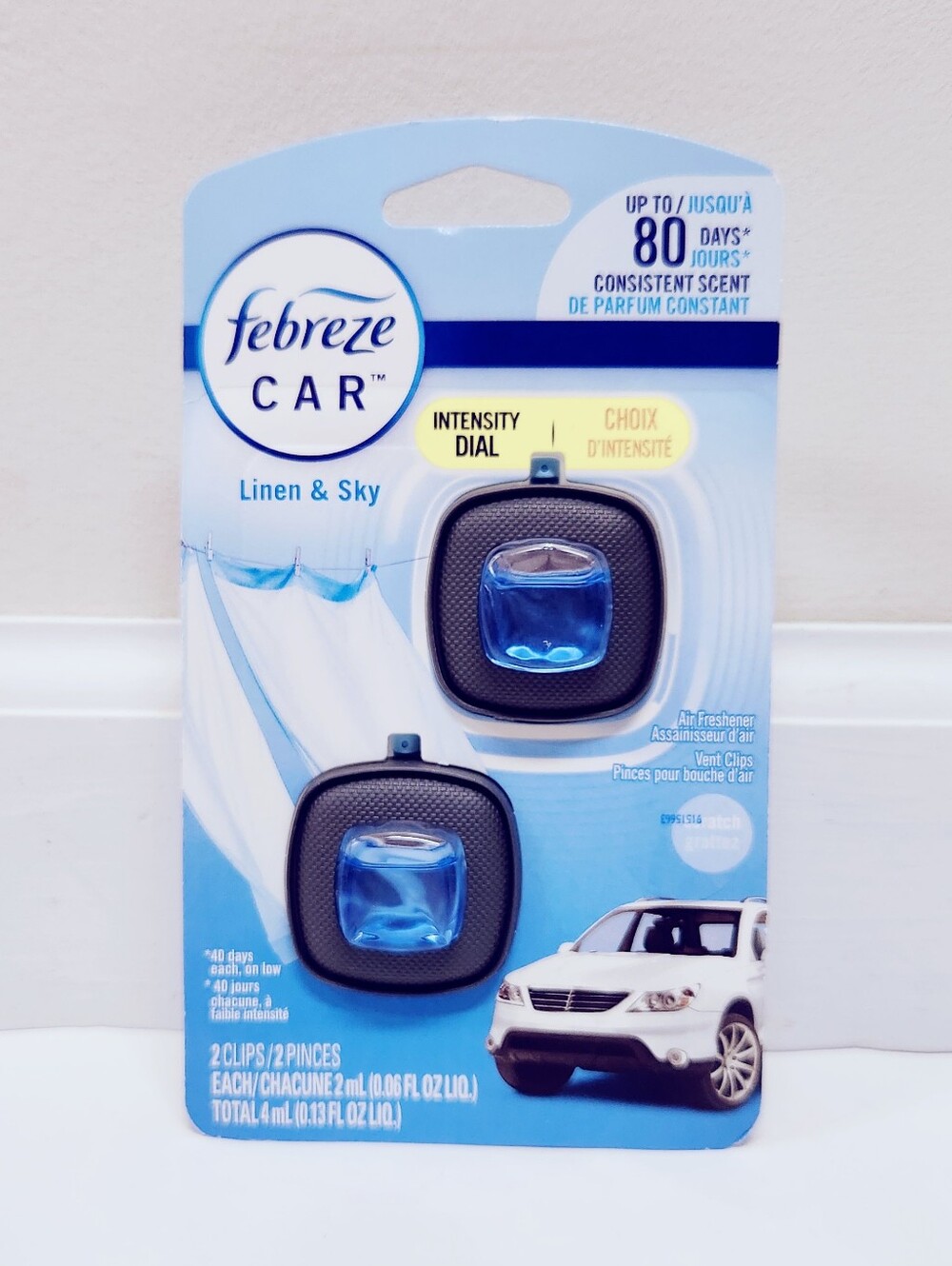 🔮3/$15 Febreze Car Air Freshener Vent Clip Linen & Sky
